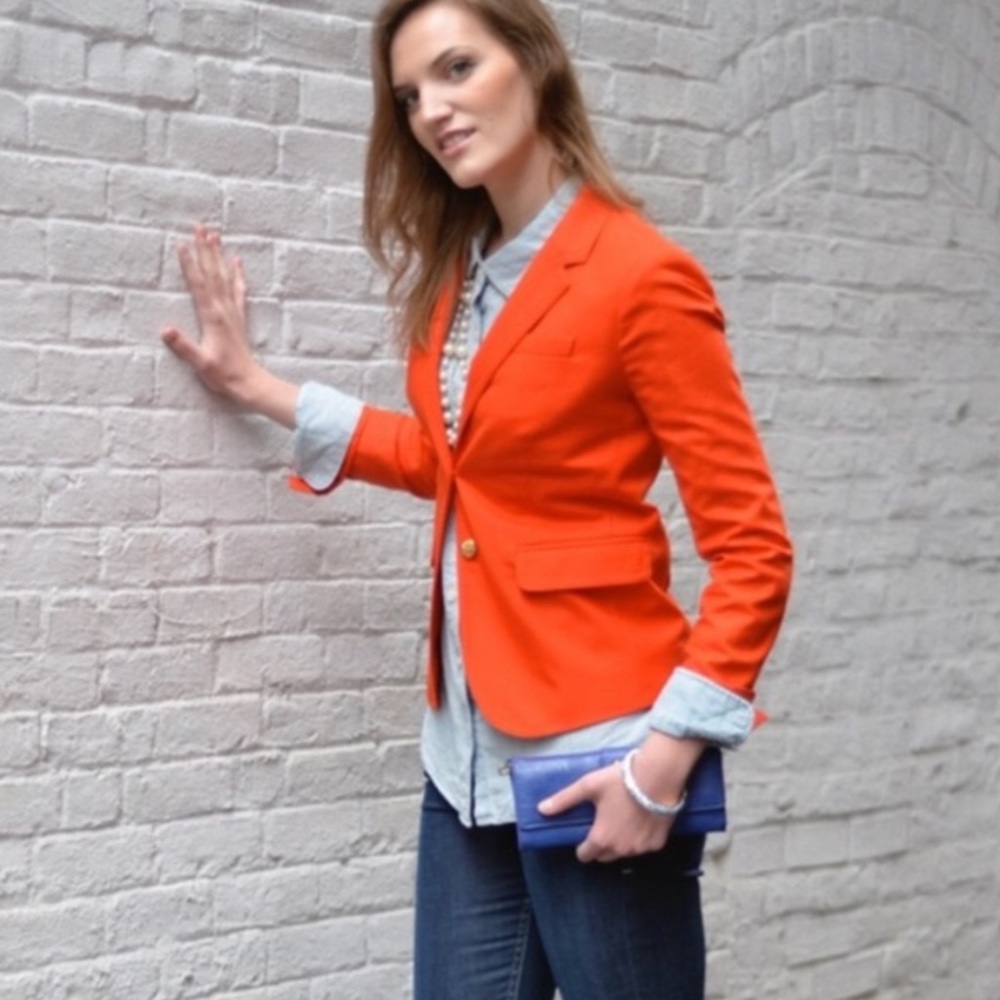 J.Crew | Orange Schoolboy Blazer | Gold Buttons | 2